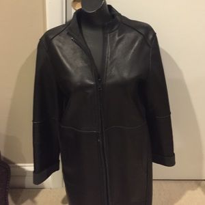 Reversible 3/4 leather/wool coat