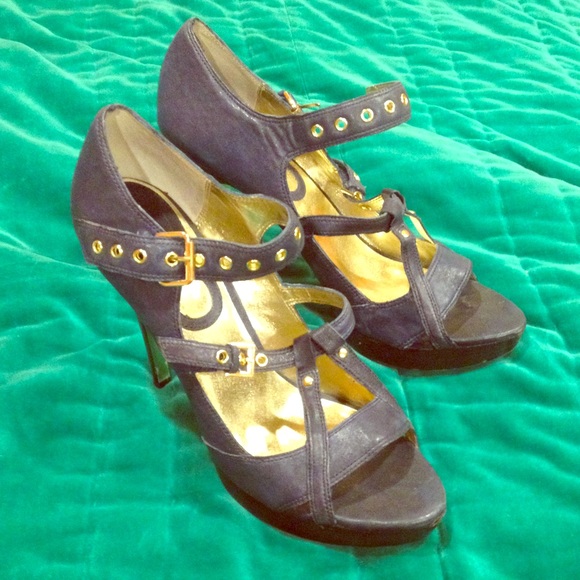 Navy Blue Strappy Stilettos