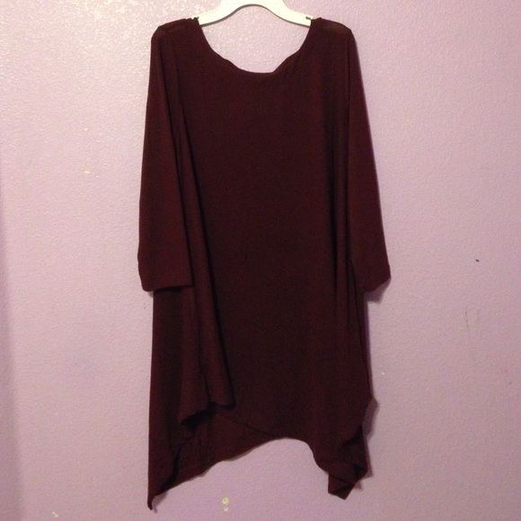 Burgundy sweater.