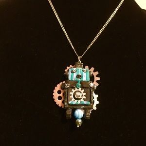 Robot clay necklace