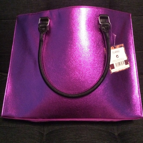 Handbags - Metallic Pink and black bag