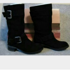 Black Skechers Suede Boots Womens Size 11