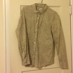 Cheery yellow and gray floral J Crew button down