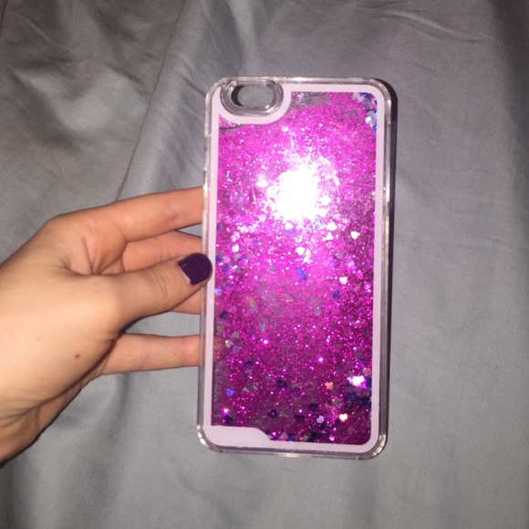 pink falling glitter iPhone 6 Plus case