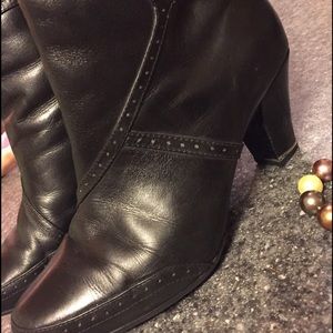 Clarks black leather booties - size 8.5
