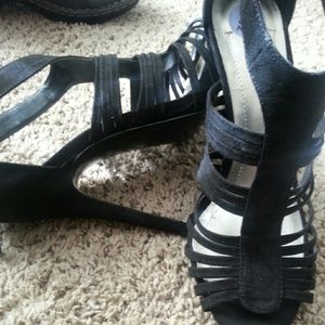 Sexy black strappy heels