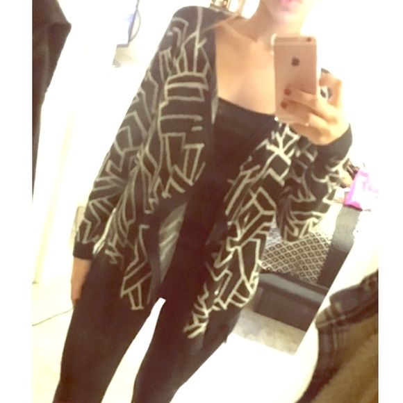 classy black and white cardigan