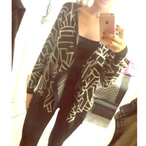 classy black and white cardigan