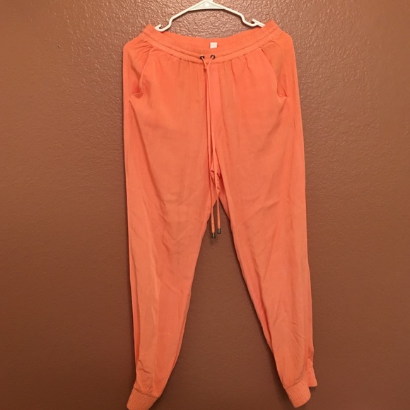 Coral drawstring pants