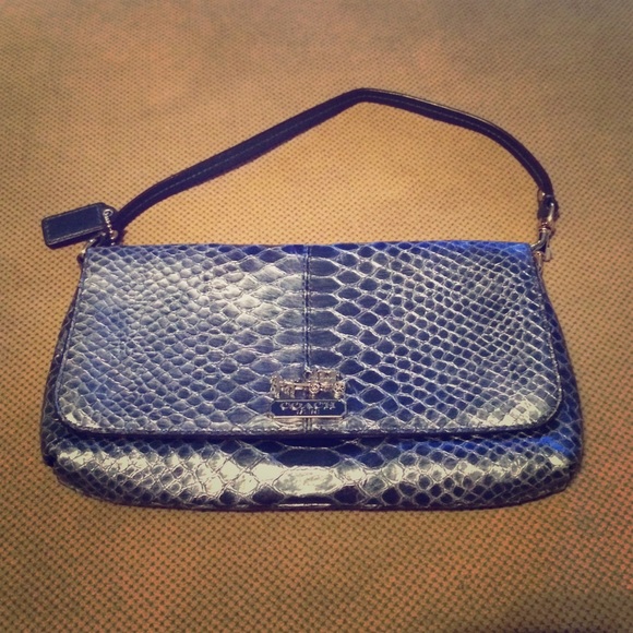 Metallic blue Coach clutch
