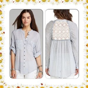 Free People flowy button up with lace back detail