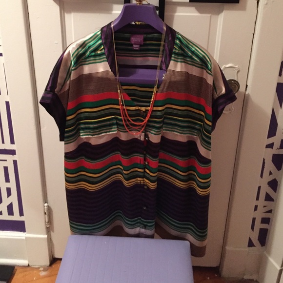 Plus size multi color striped shirt