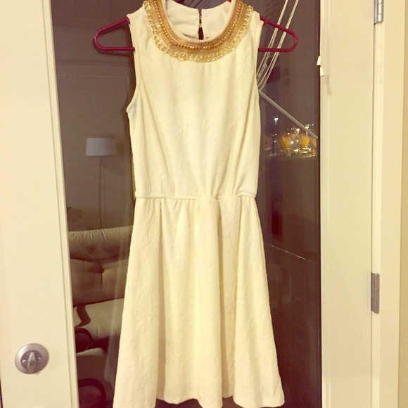 Rue 21 white mini dress with gold neckline