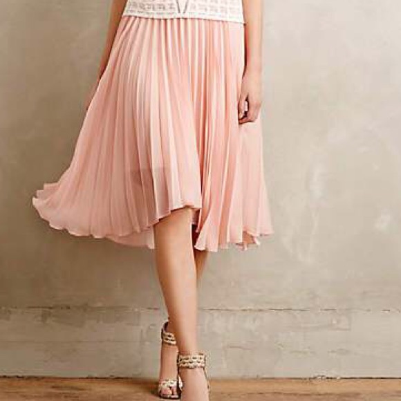 Anthropologie Scalloped Pleats Midi Skirt