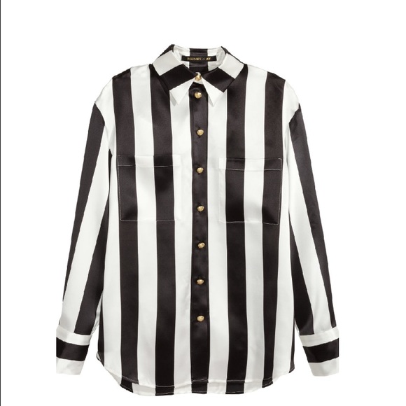 Balmain X H&M Stripe Silk Blouse, Size. 10