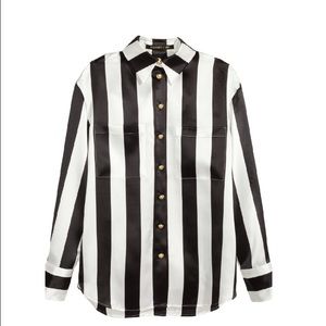 Balmain X H&M Stripe Silk Blouse, Size. 10