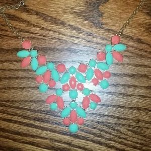 Teal and Coral Necklace