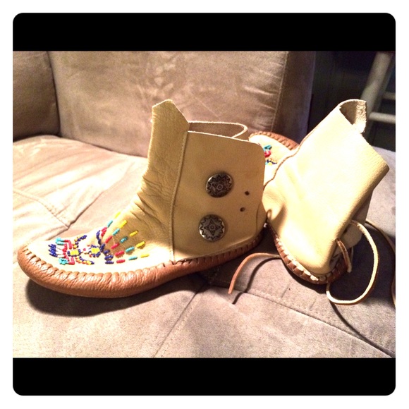 Beaded moccasin leather gypsy boho shoes