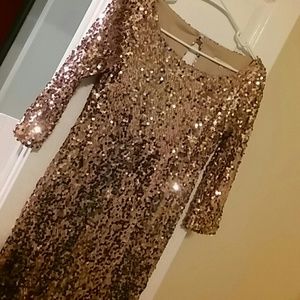 Sequined Rose Gold Arden B Mini Dress