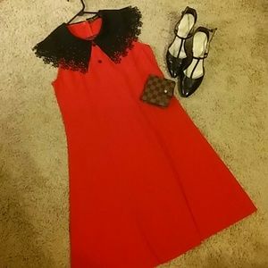 Floral cutout dress - Red & Black