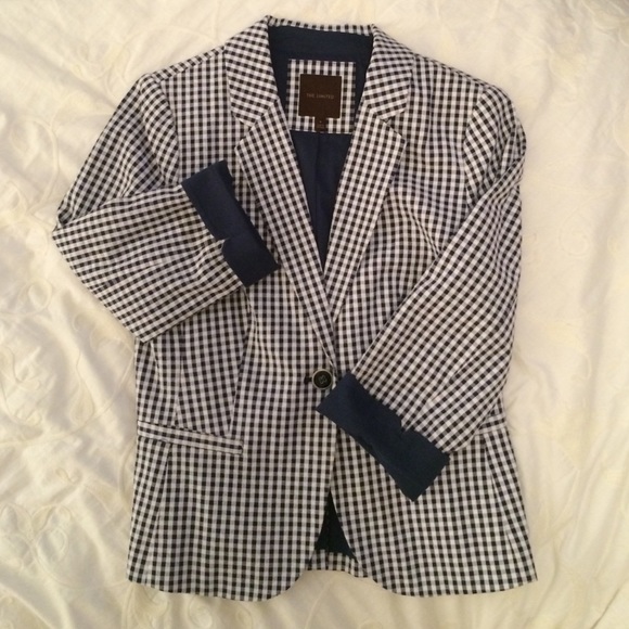 The Limited Jackets & Blazers - The Limited navy gingham blazer size small