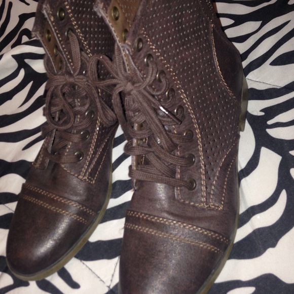 Brown combat boots