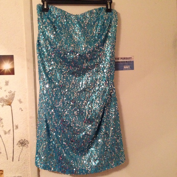 Blue sequin dress