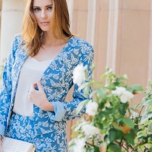 Pink Stitch Chime Shorts in Chambray