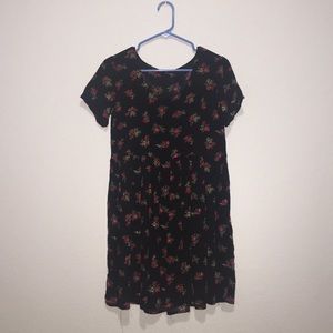 Black floral babydoll dress