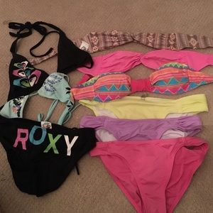 Assorted bathing suit tops and bottoms