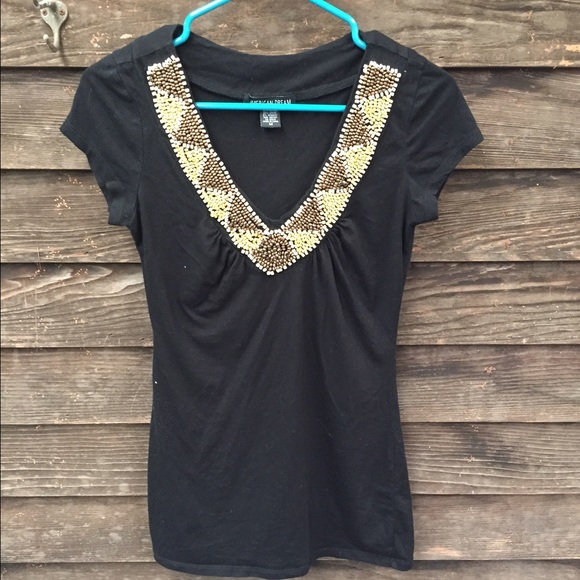 Black beaded tribal shirt