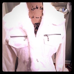 Arden B jacket with rabbit fur trim good quality