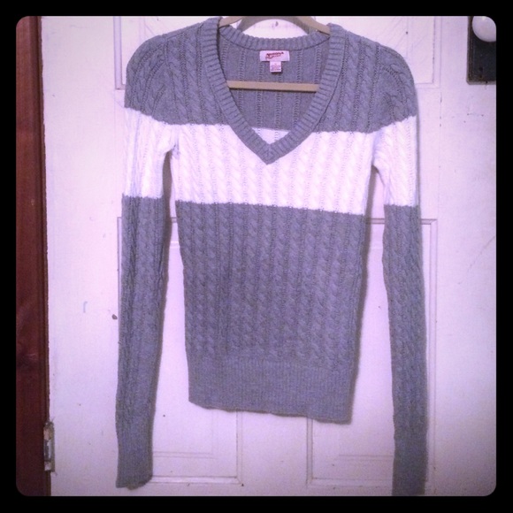 Grey and white sweater