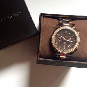 Michael Kors Tortious Gold Rose Tone Watch