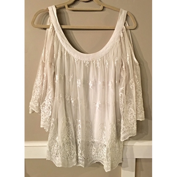 Flowy White Lace Ecote Top