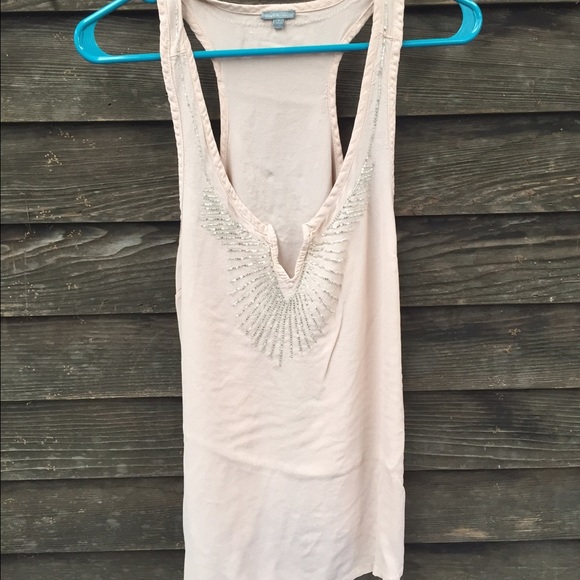 Long pink tank with silver beading