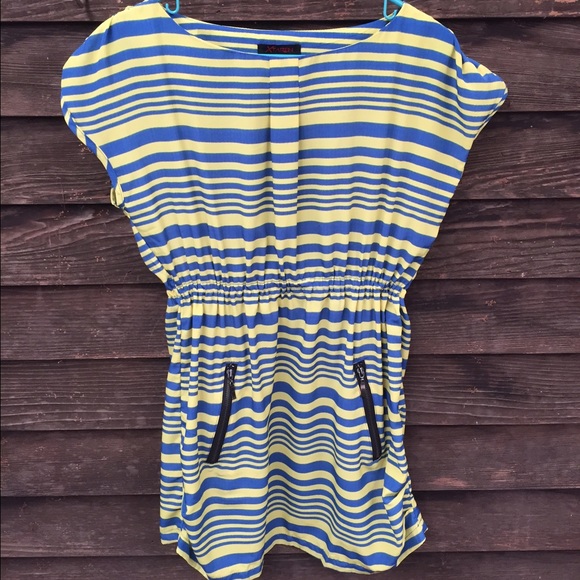Yellow and blue striped dress
