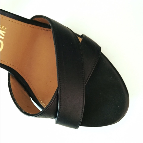 S Ferragamo calfskin sandals with gold resin heel