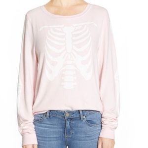 Wildfox 'Inside Out' pink skeleton sweatshirt