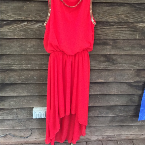 Red high low dress
