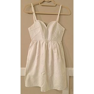 White Strapless Dress With Embroidery Detail