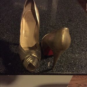 Christian Louboutin Gold Peep Toe