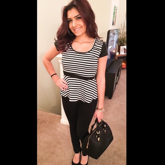 Black and White peplum top - size small - Picture 1 of 3