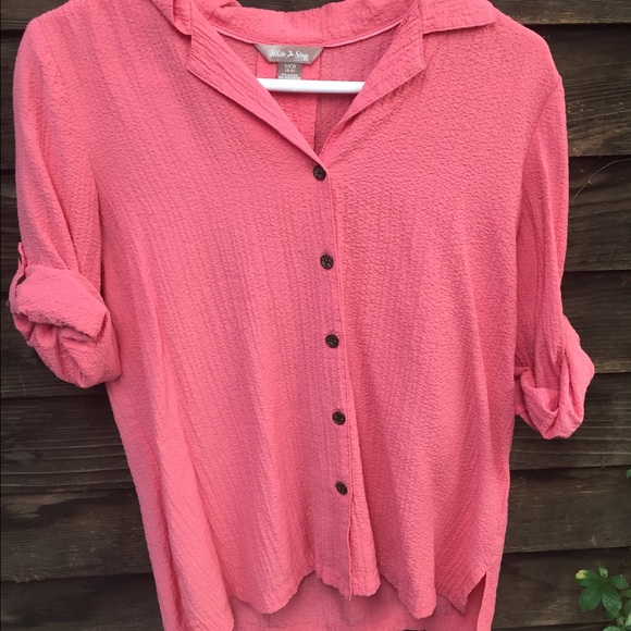 Pink button up blouse