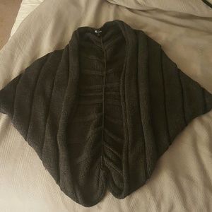 Dark gray cocoon style cable knit sweater