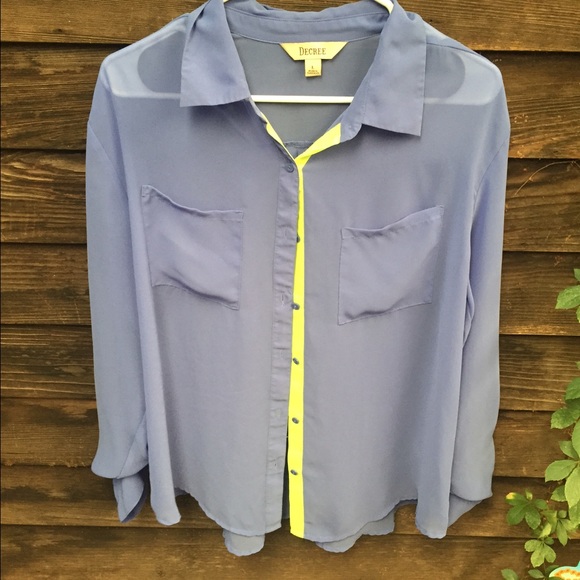 Sheer periwinkle blouse with green lining
