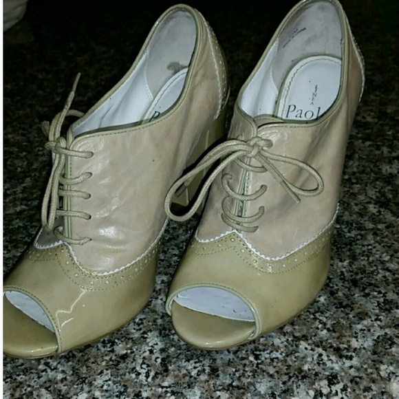 Paolo Linea Oxford chunky heel open toe Bootie - Picture 2 of 4