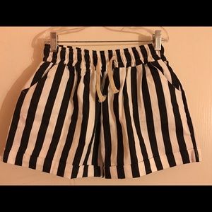 Black and White Striped Shorts