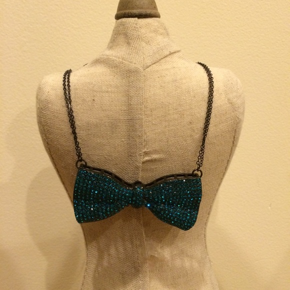 Bar III Turquoise Pave Bowtie Collar Necklace