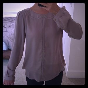 Ann Taylor LOFT Taupe Chiffon Blouse - PXS